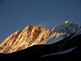 35 Shishapangma Southwest Face And Pungpa Ri At Sunset From Shishapangma Southwest Advanced Base Camp Shishapangma (8012m) Southwest Face stretches to Pungpa Ri (7445m) at sunset from Shishapangma Southwest Advanced Base Camp (5276m).